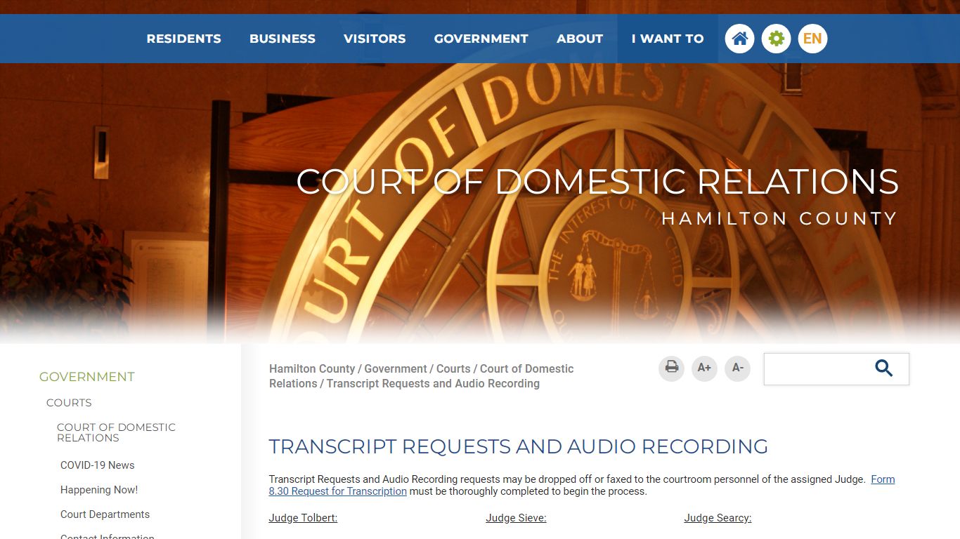 Transcript Requests and Audio Recording - Hamilton County